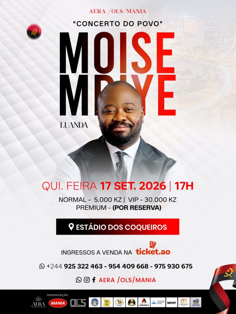 Moïse Mbiye no cartaz do Concerto do Povo em Luanda, 17 de setembro de 2026